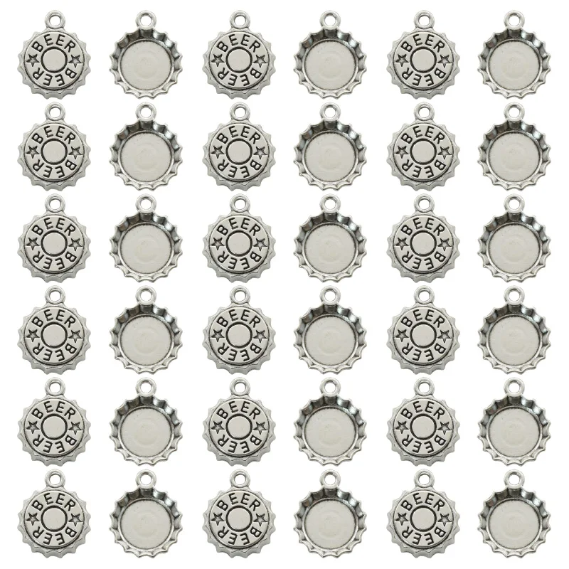 Food Zinc - 15 Stuks Antiek Verzilverd Bier Cap
