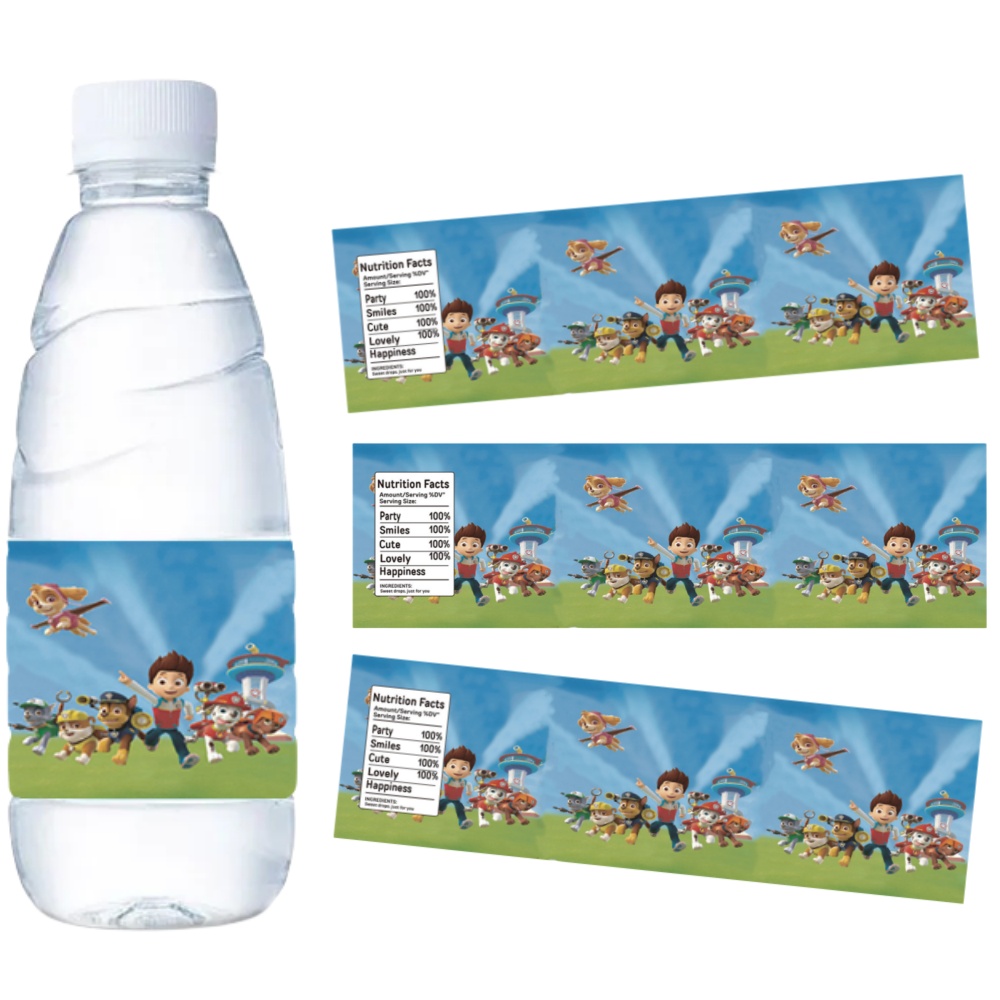 Candy Sour Strip - Paw Patrol Waterfles Etiketten Stickers Honden