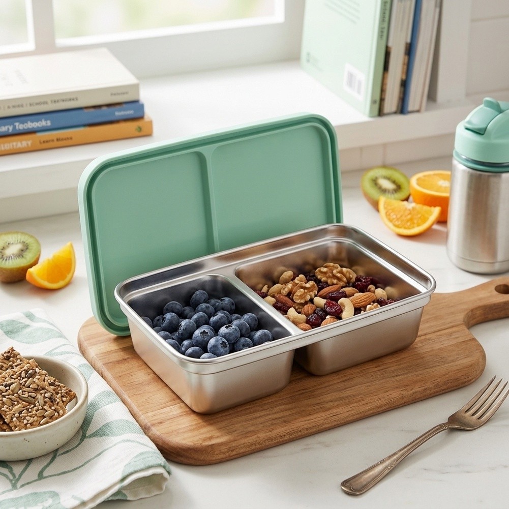 RVS kinderlunchbox met 2 compa - Food Snacks For School recensie en prijs