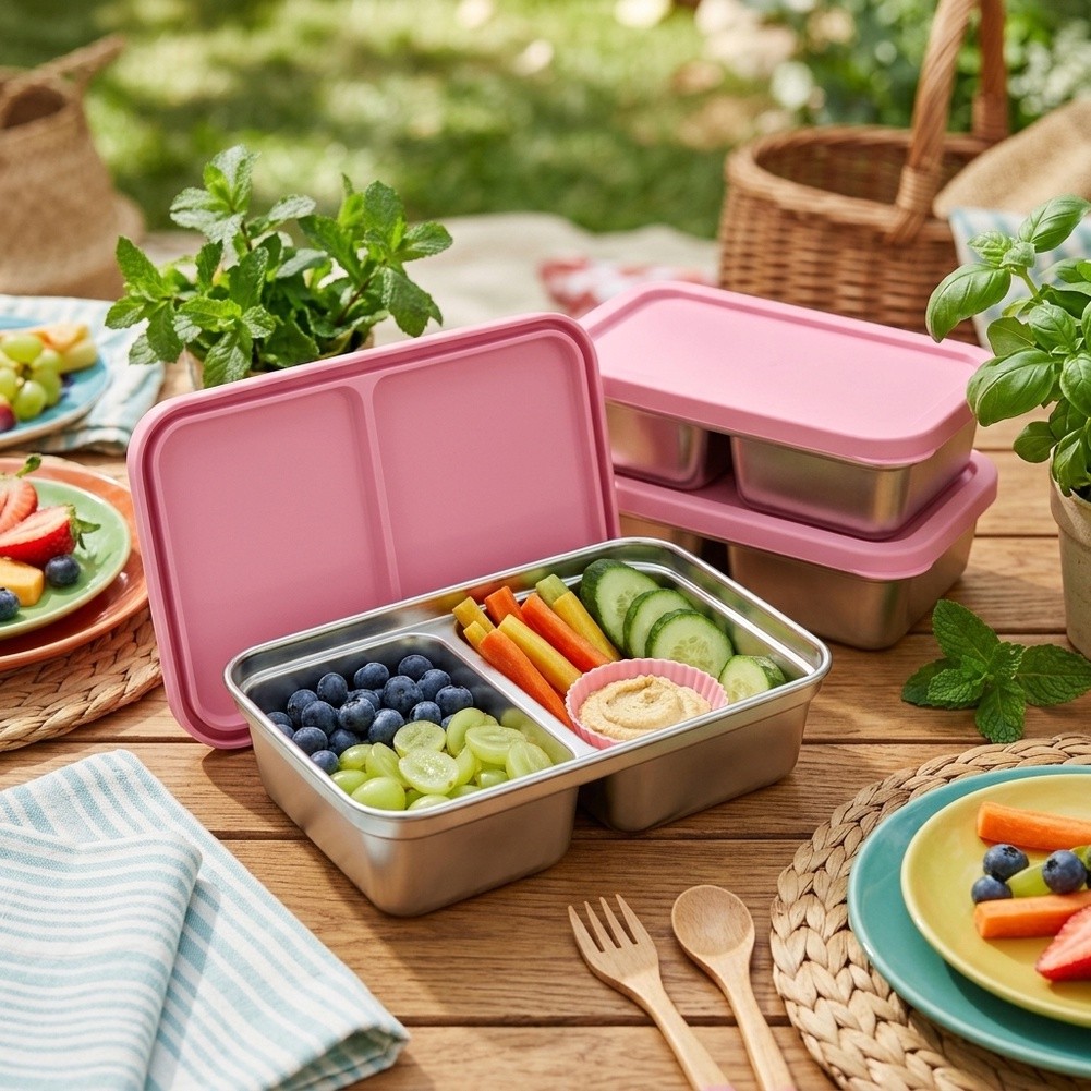 RVS kinderlunchbox met 2 compa - Food Snacks For School recensie en prijs